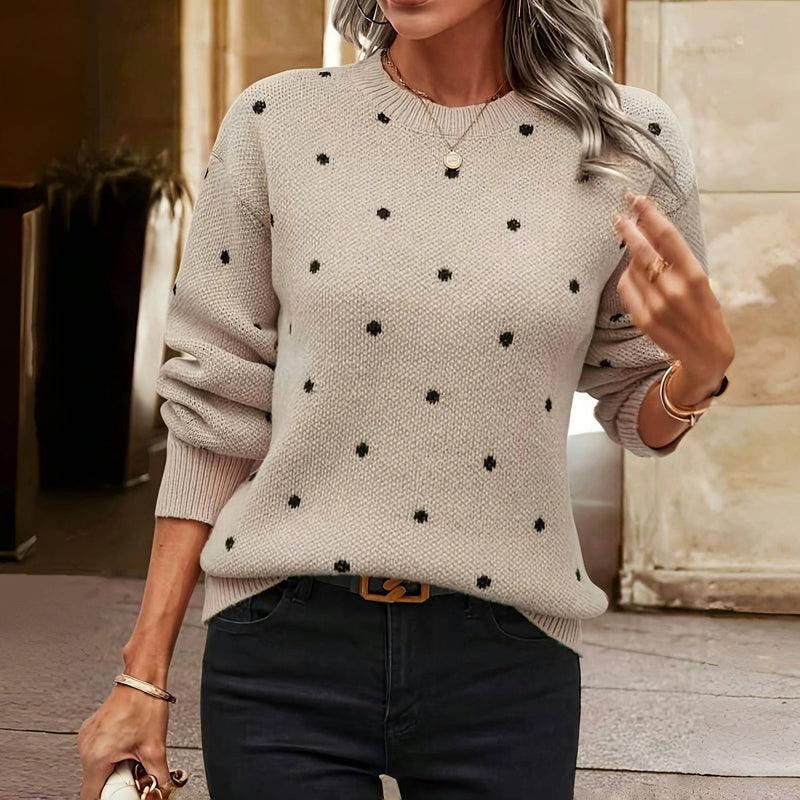 Lilah | Polka Dot Knitted Sweater - Milafashion-se.com