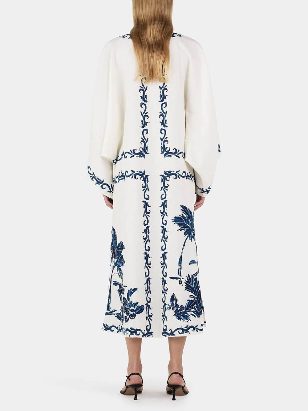 Vintage Hawaiian Print Sequined Oversized Loose Midi Dress - Milafashion-se.com