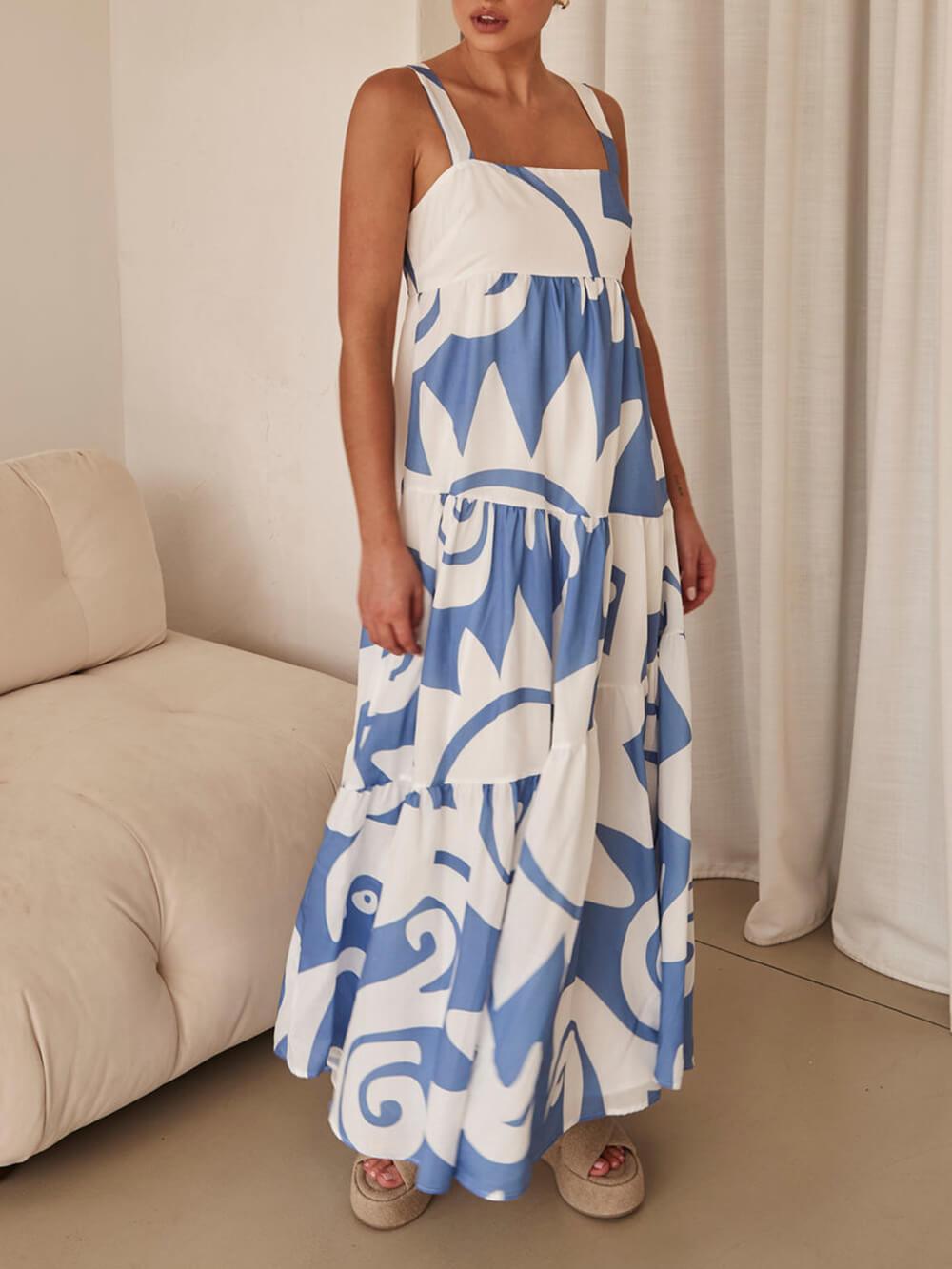 Enchanting Geometric Print Maxi Dress - Milafashion-se.com