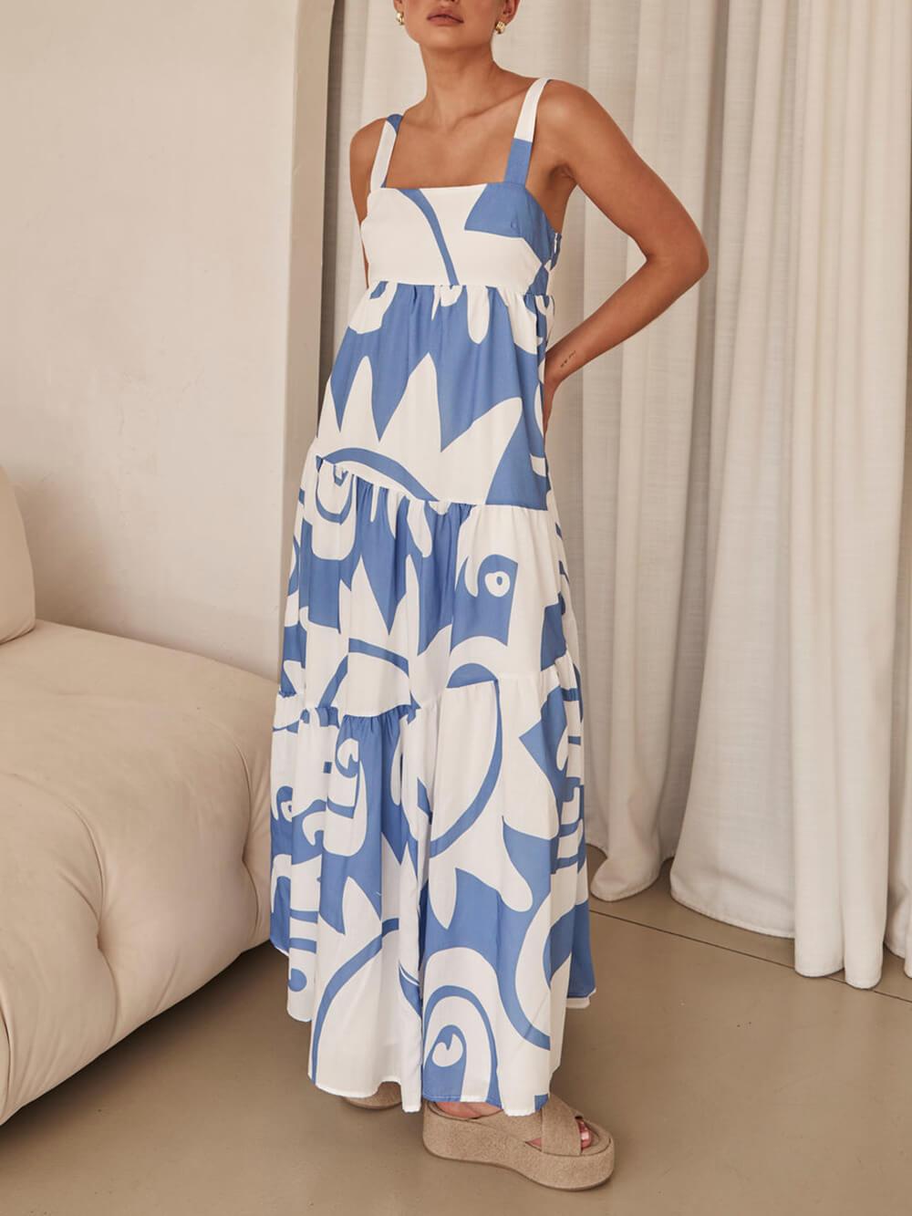 Enchanting Geometric Print Maxi Dress - Milafashion-se.com