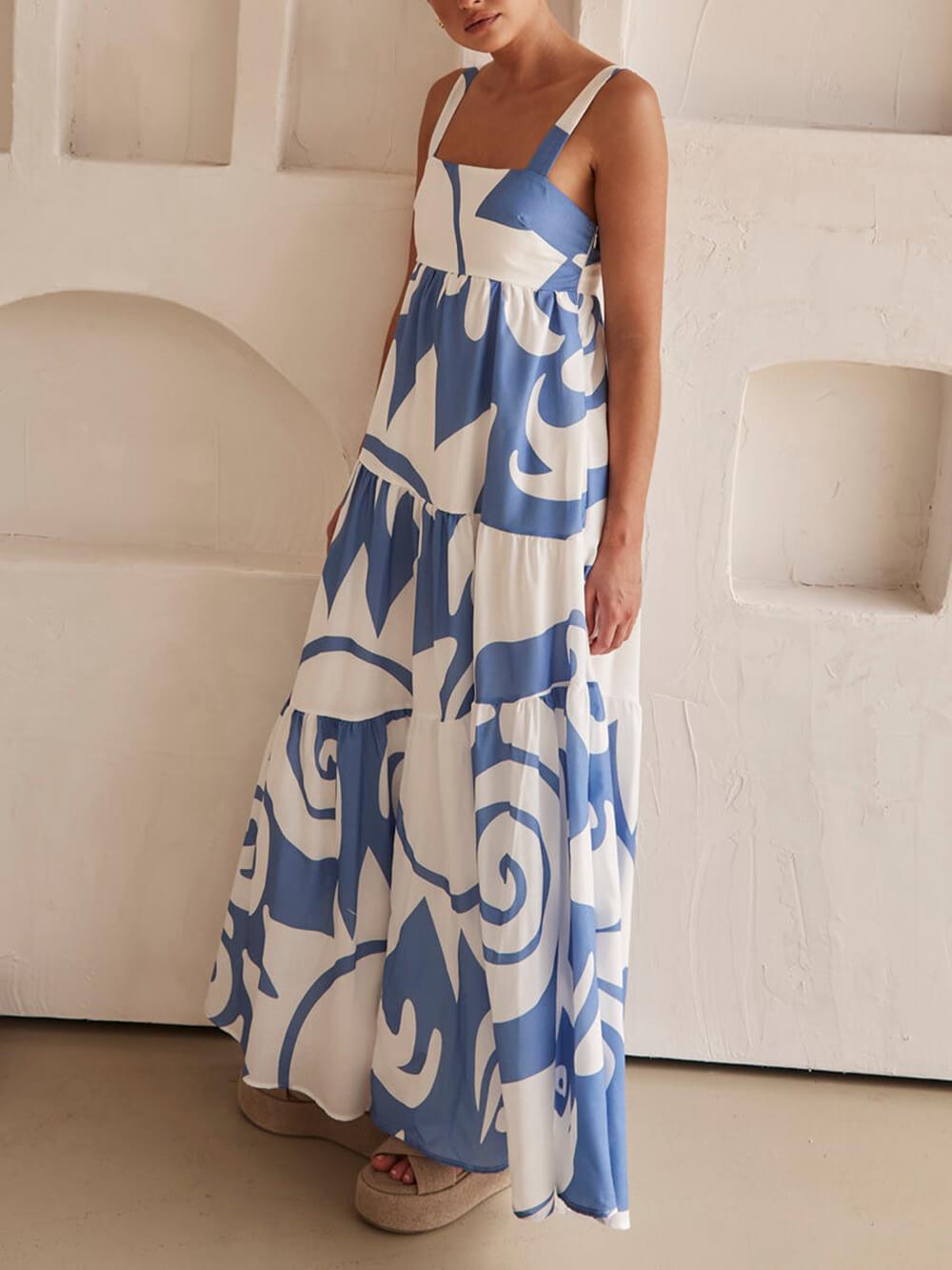 Enchanting Geometric Print Maxi Dress - Milafashion-se.com