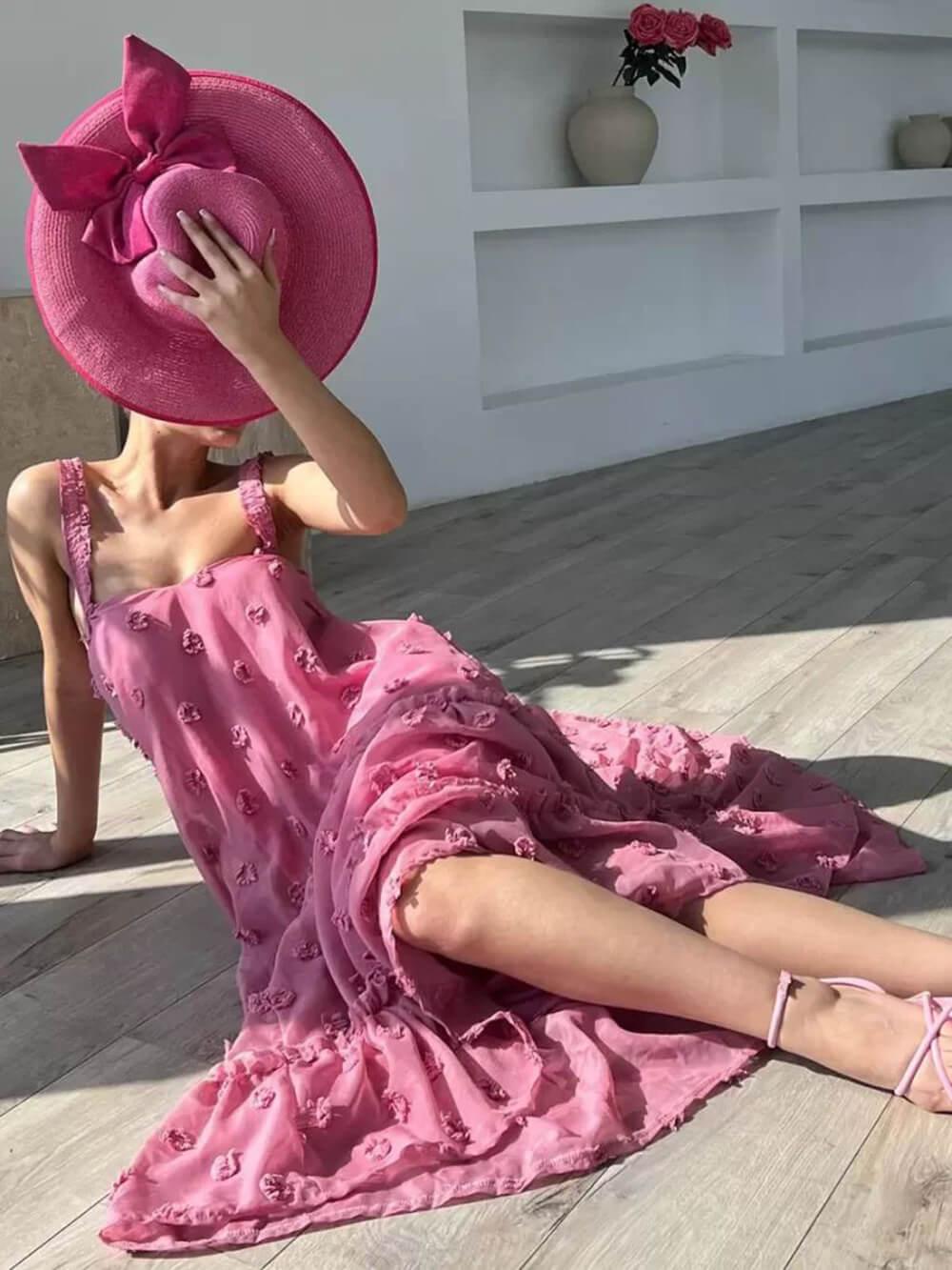 Flower Decor Pretty A-Line Layered Loose Maxi Dress - Milafashion-se.com