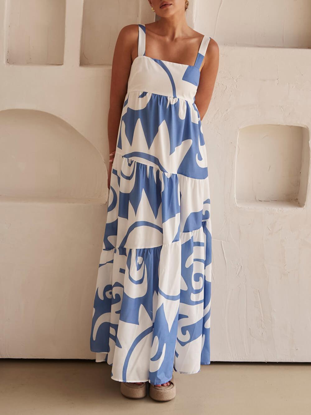 Enchanting Geometric Print Maxi Dress - Milafashion-se.com