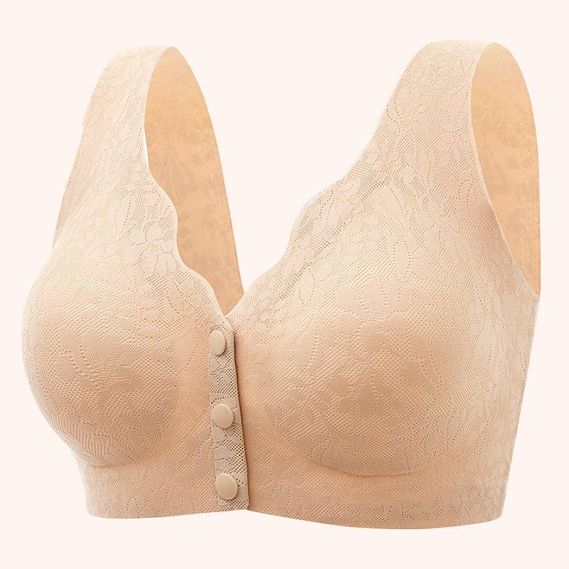 (KÖP 1 FÅ 1)Kvinnors spets frontknapp stor storlek stålring underkläder - Milafashion-se.com