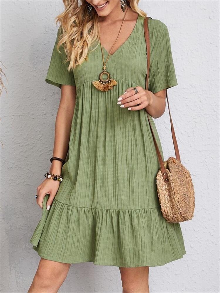 Sommar lös avslappnad kortärmad klänning - Milafashion-se.com