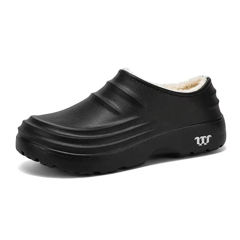 2024New Fashion Cotton Slippers Men Winter Warm Home Cotton Shoes Waterproof Garden Shoes Indoor Slip on Concise Shoes - Milafashion-se.com