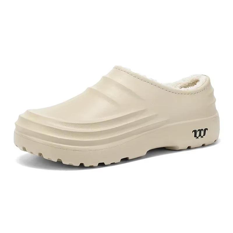 2024New Fashion Cotton Slippers Men Winter Warm Home Cotton Shoes Waterproof Garden Shoes Indoor Slip on Concise Shoes - Milafashion-se.com