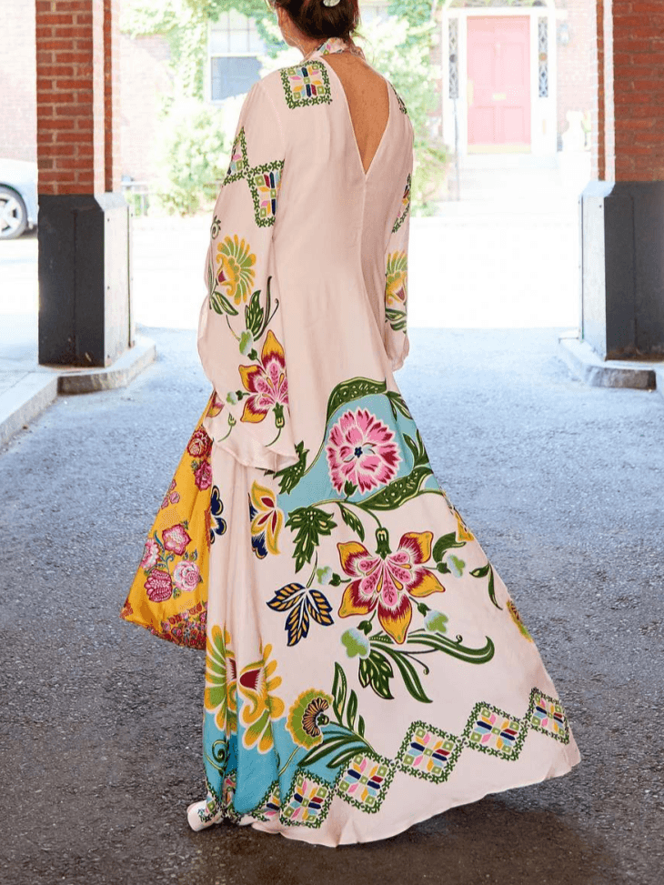 Exquisite Sunshine Floral Print Flowing Maxi Dress - Milafashion-se.com