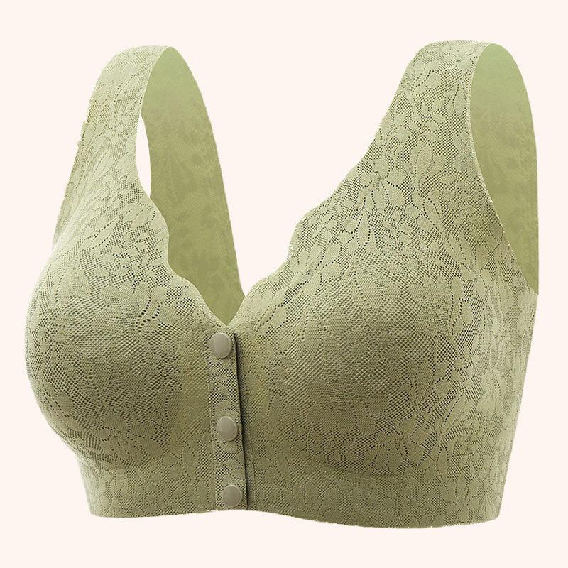 (KÖP 1 FÅ 1)Kvinnors spets frontknapp stor storlek stålring underkläder - Milafashion-se.com