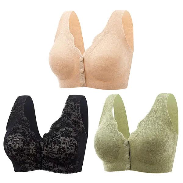 (KÖP 1 FÅ 1)Kvinnors spets frontknapp stor storlek stålring underkläder - Milafashion-se.com