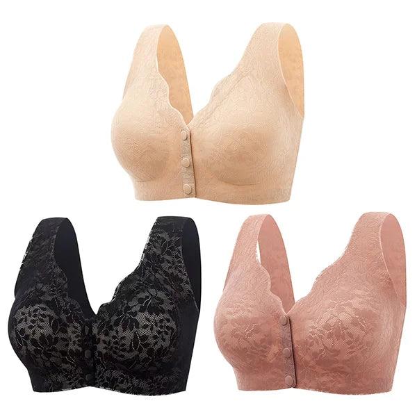 (KÖP 1 FÅ 1)Kvinnors spets frontknapp stor storlek stålring underkläder - Milafashion-se.com