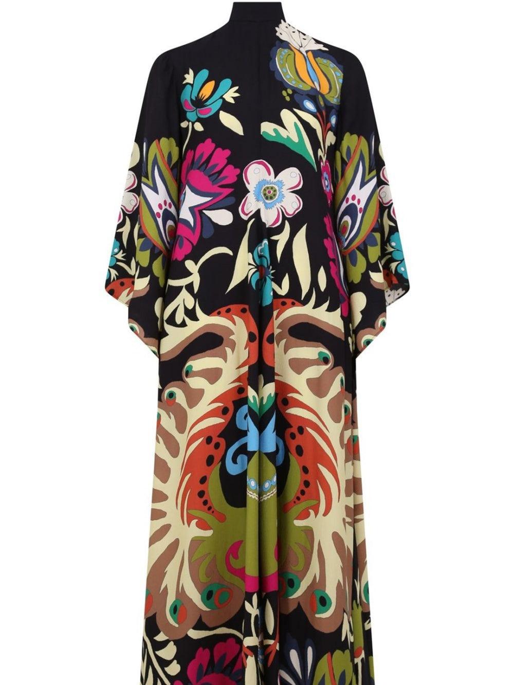 Peacock Printed Maxi Dress - Milafashion-se.com