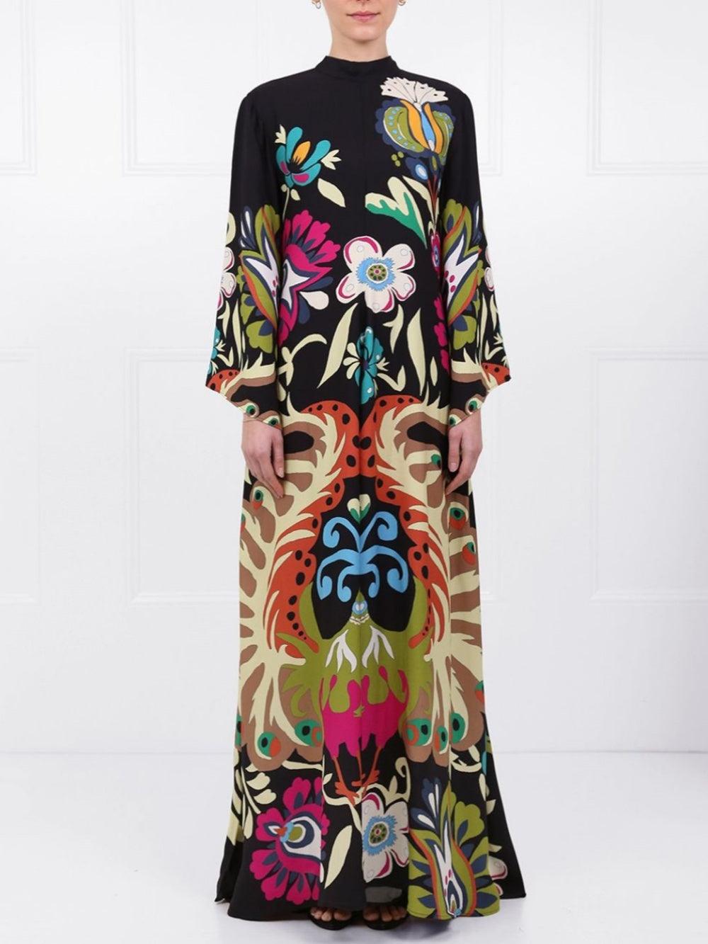Peacock Printed Maxi Dress - Milafashion-se.com