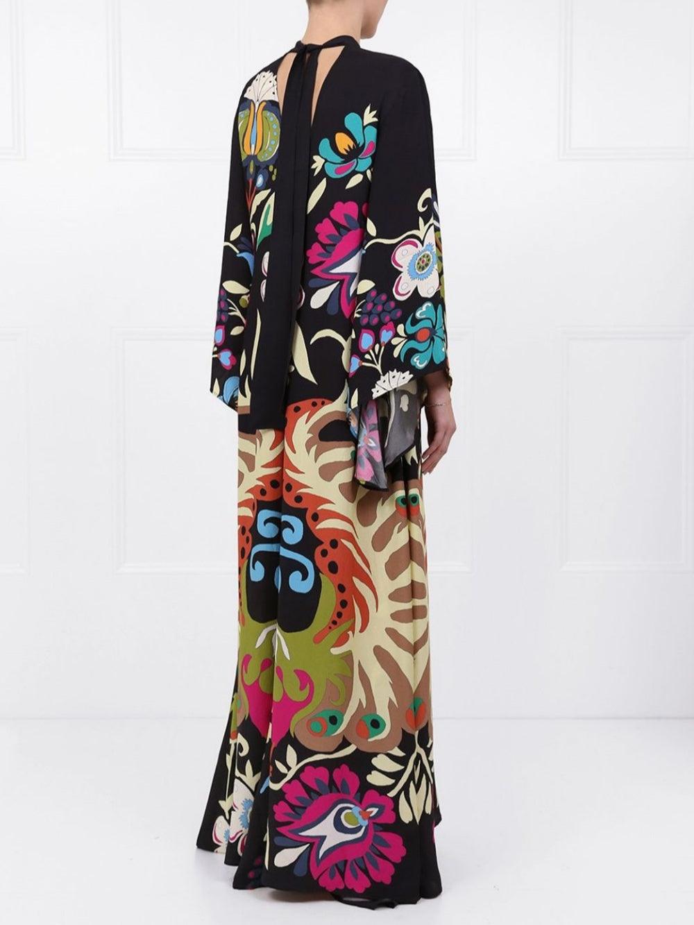 Peacock Printed Maxi Dress - Milafashion-se.com