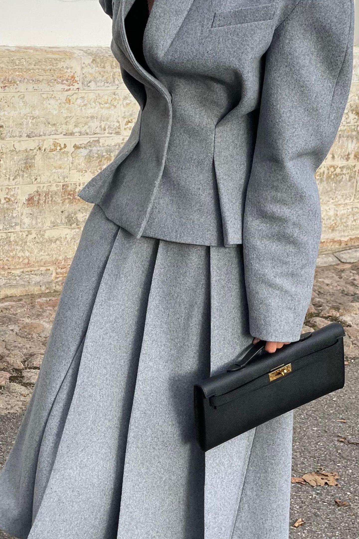 Georgia Lapel Blazer Midi Kjol Set - Milafashion-se.com