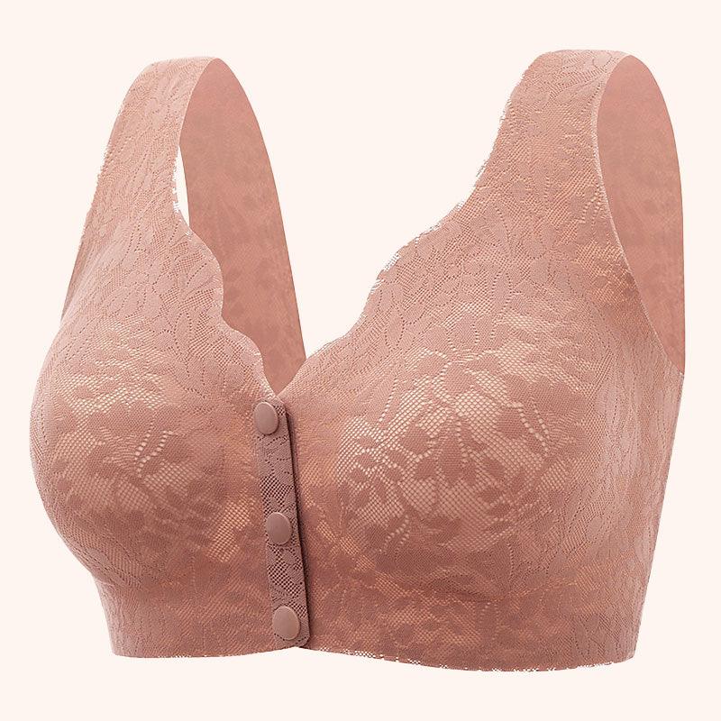 (KÖP 1 FÅ 1)Kvinnors spets frontknapp stor storlek stålring underkläder - Milafashion-se.com