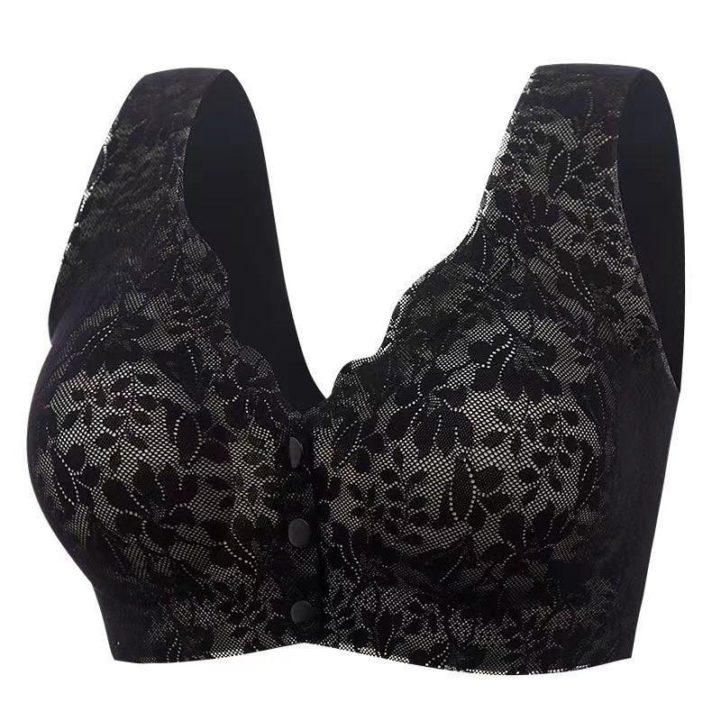 (KÖP 1 FÅ 1)Kvinnors spets frontknapp stor storlek stålring underkläder - Milafashion-se.com
