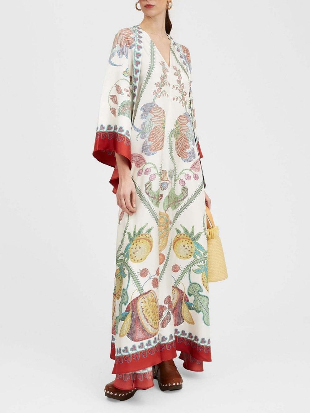 Hand-Placed Ebony Print Maxi Dress - Milafashion-se.com