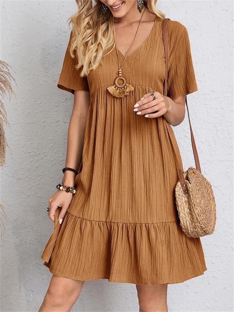 Sommar lös avslappnad kortärmad klänning - Milafashion-se.com