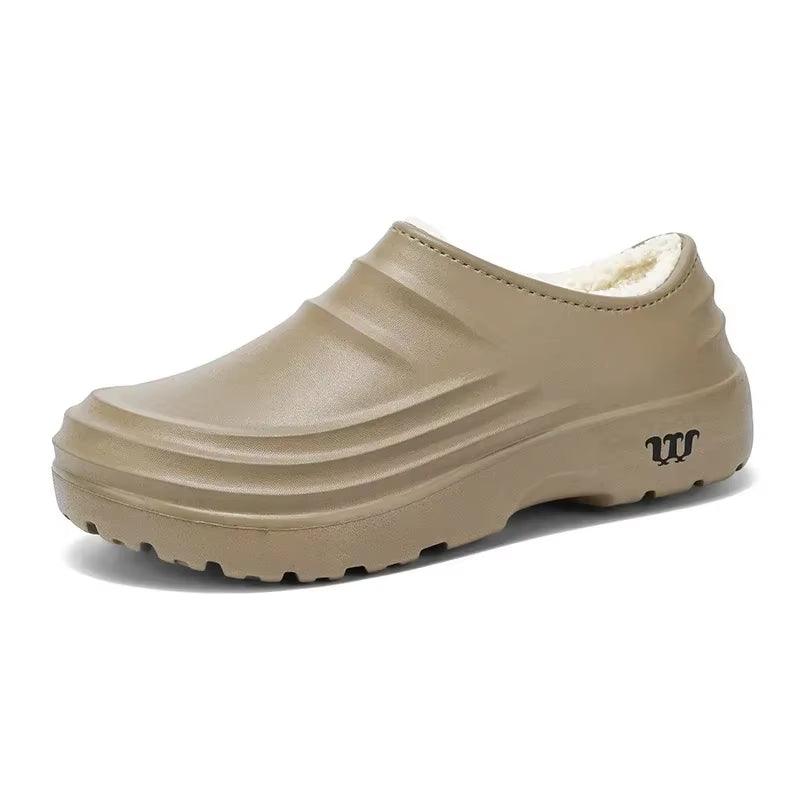 2024New Fashion Cotton Slippers Men Winter Warm Home Cotton Shoes Waterproof Garden Shoes Indoor Slip on Concise Shoes - Milafashion-se.com