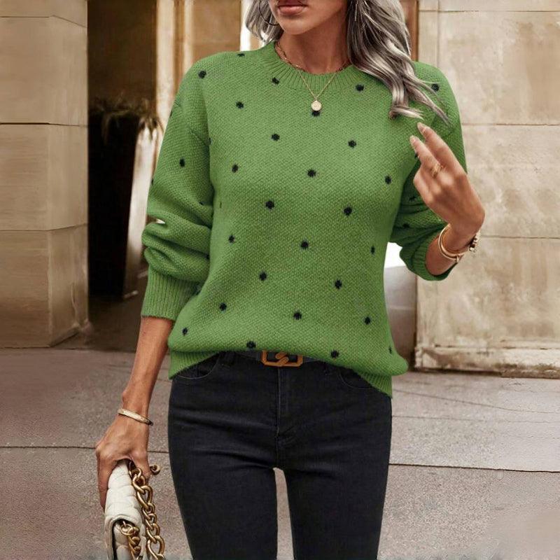Lilah | Polka Dot Knitted Sweater - Milafashion-se.com