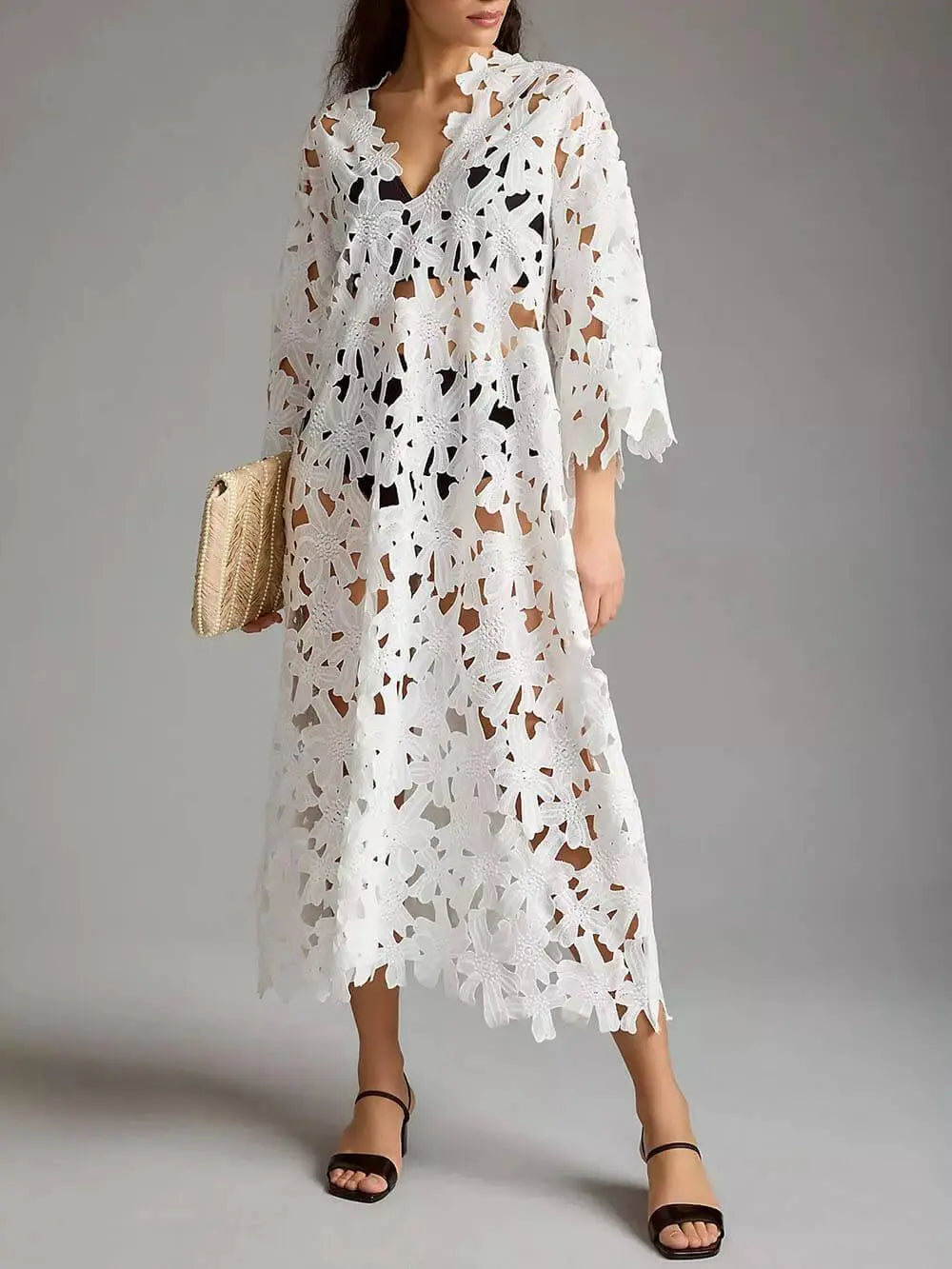 Cover Up Lace Beach Midi Dress - Milafashion-se.com