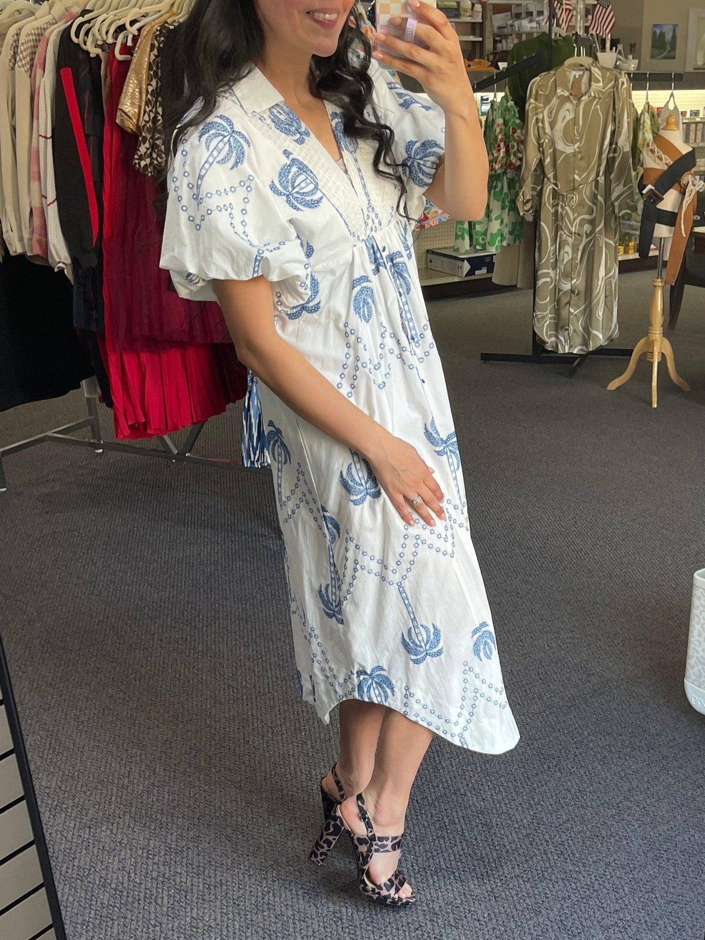 MILA™ Midiklänning med palmträdsmönster - Milafashion-se.com