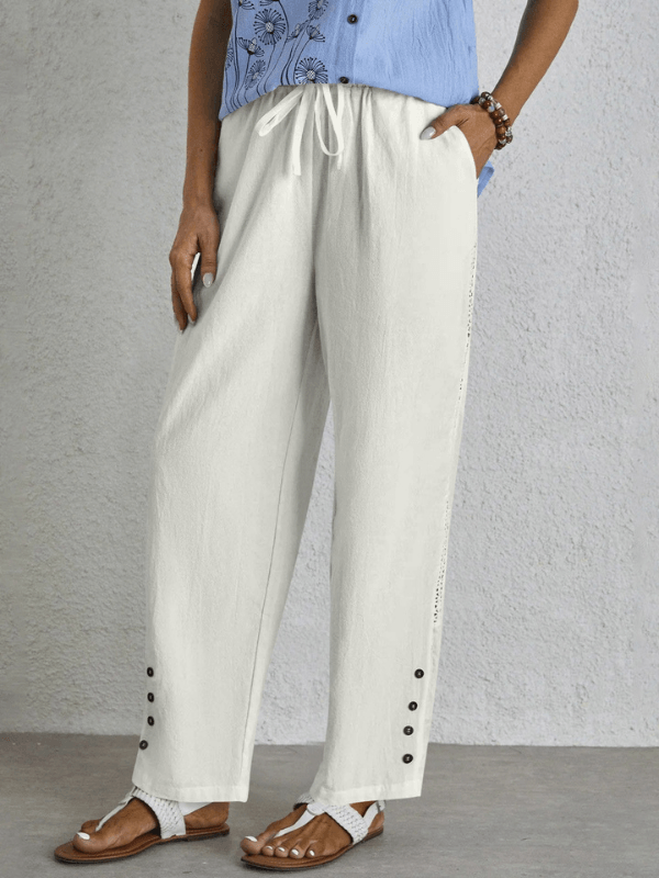 Freja™ | Avslappnade Knäppta Byxor - Milafashion-se.com