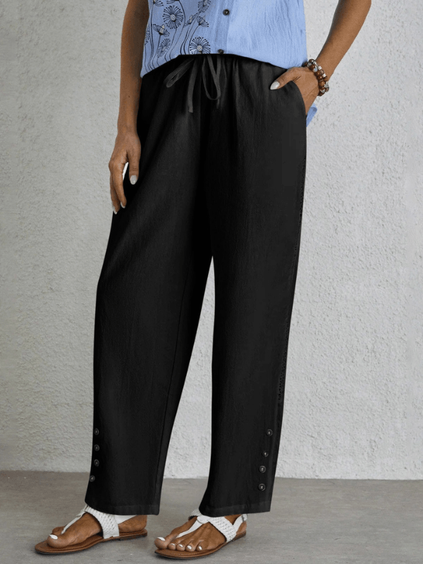 Freja™ | Avslappnade Knäppta Byxor - Milafashion-se.com