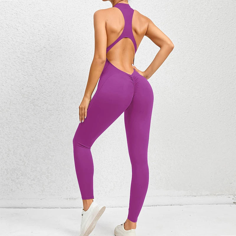 Sexy One-piece Suit Women Sports Jumpsuit Zippers Yoga Clothing Sportswear Set Women Workout Bodysuits Fitness Rompers Female - Milafashion-se.com