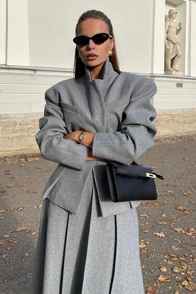Georgia Lapel Blazer Midi Kjol Set - Milafashion-se.com