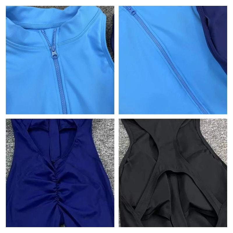 Sexy One-piece Suit Women Sports Jumpsuit Zippers Yoga Clothing Sportswear Set Women Workout Bodysuits Fitness Rompers Female - Milafashion-se.com