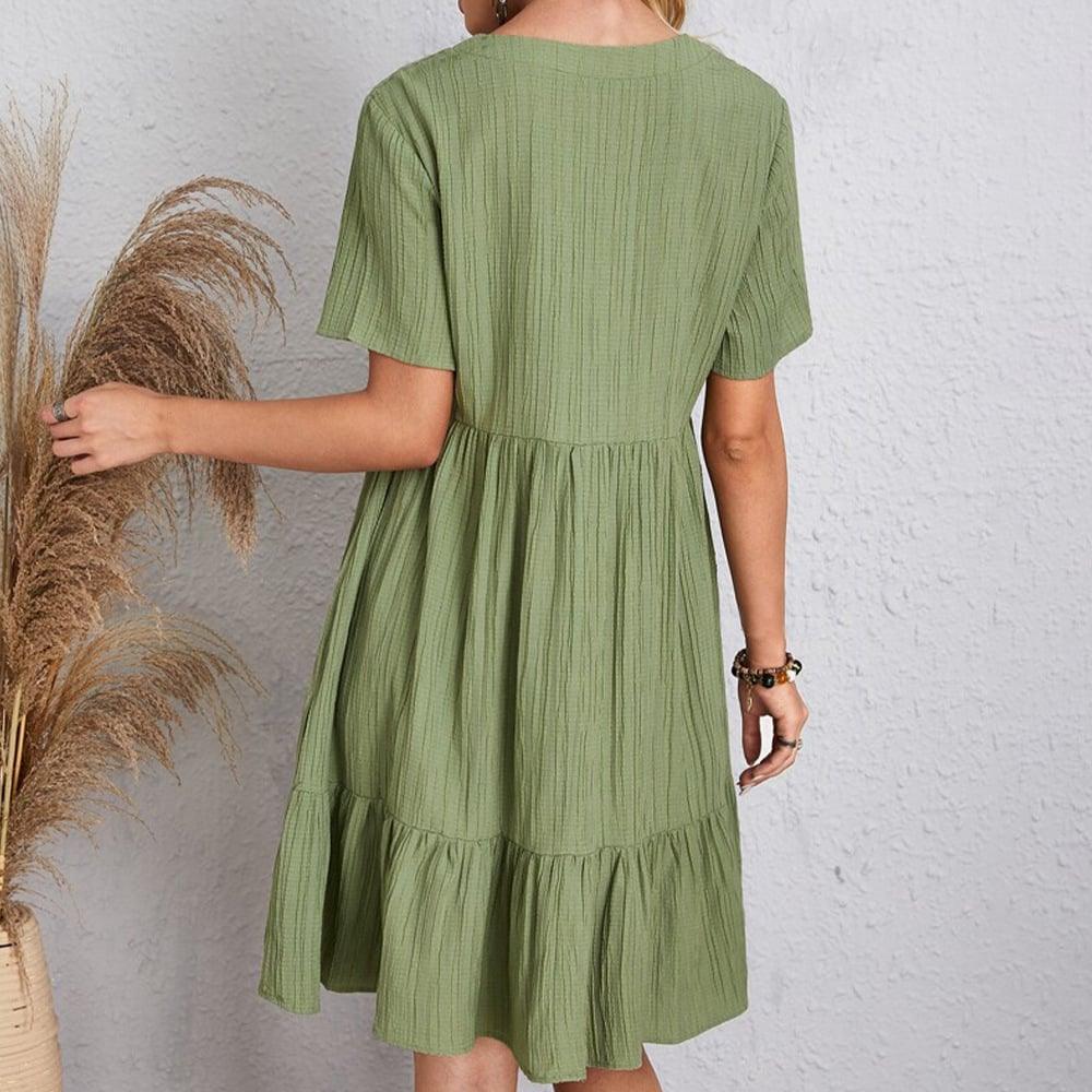 Sommar lös avslappnad kortärmad klänning - Milafashion-se.com