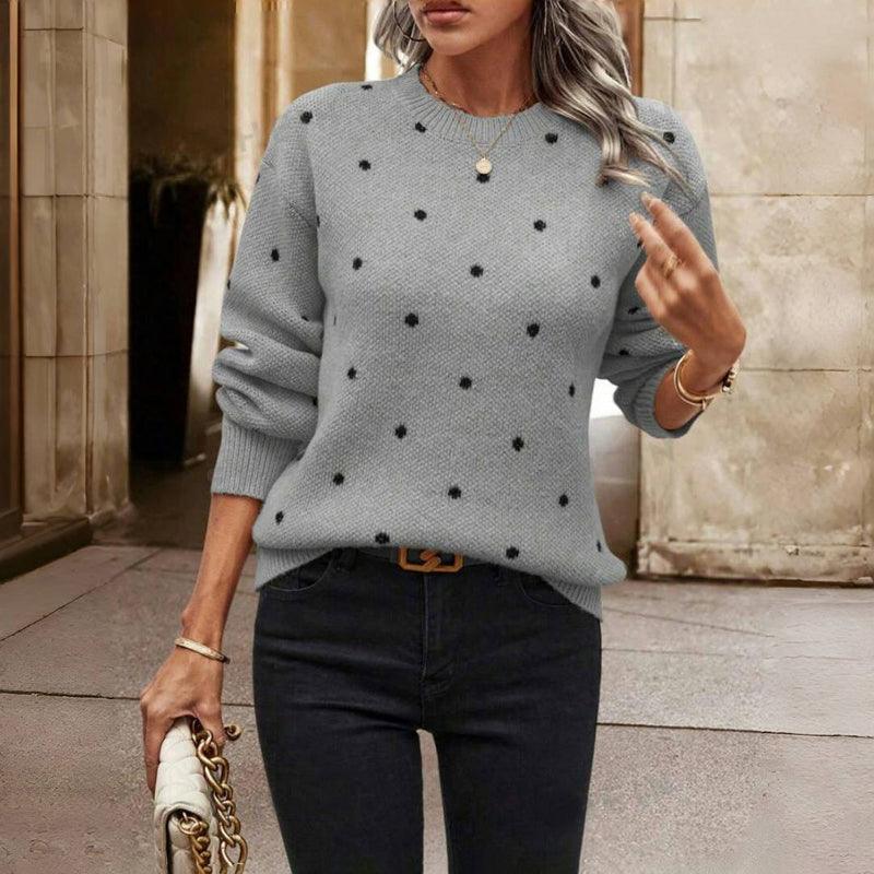 Lilah | Polka Dot Knitted Sweater - Milafashion-se.com