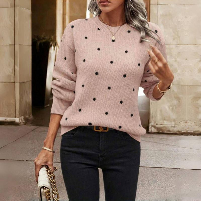 Lilah | Polka Dot Knitted Sweater - Milafashion-se.com