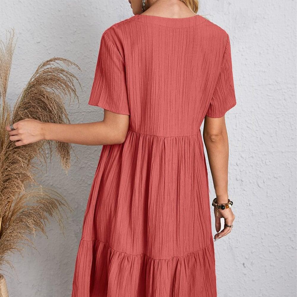 Sommar lös avslappnad kortärmad klänning - Milafashion-se.com
