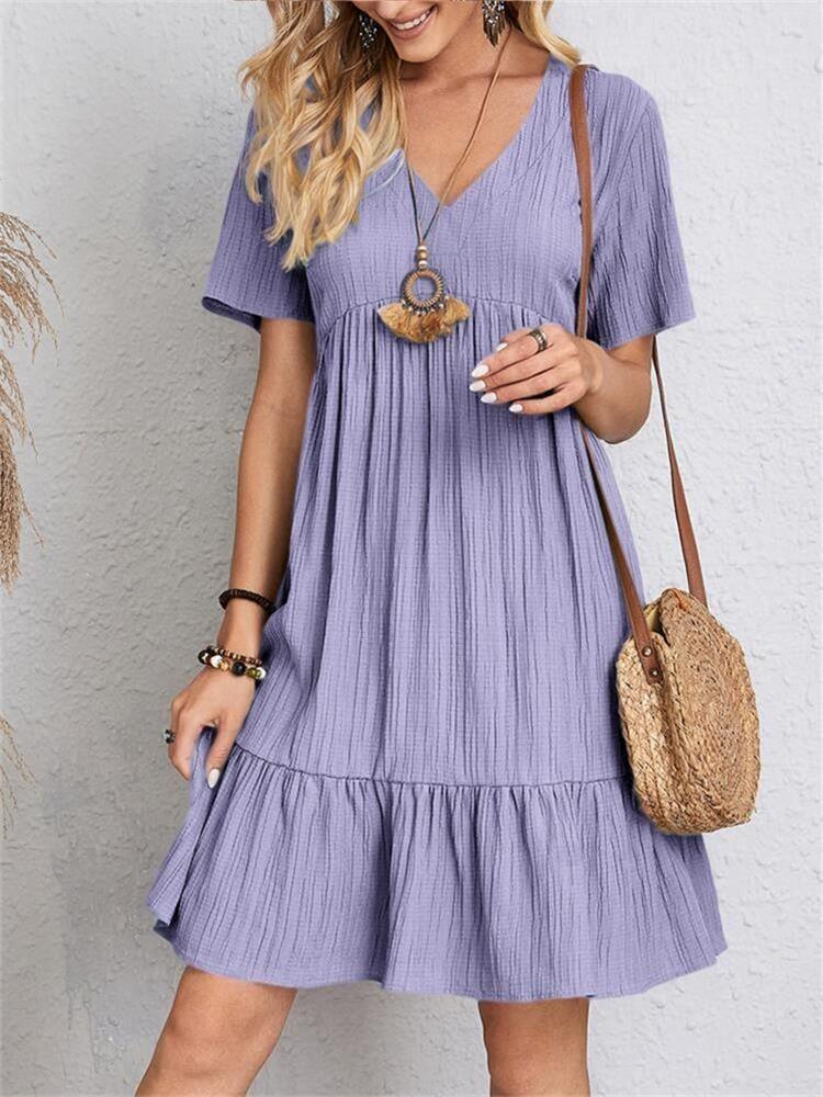 Sommar lös avslappnad kortärmad klänning - Milafashion-se.com