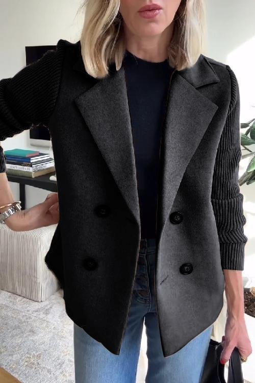 Amelia™ | Chic Knit-Sleeve Blazer - Milafashion-se.com