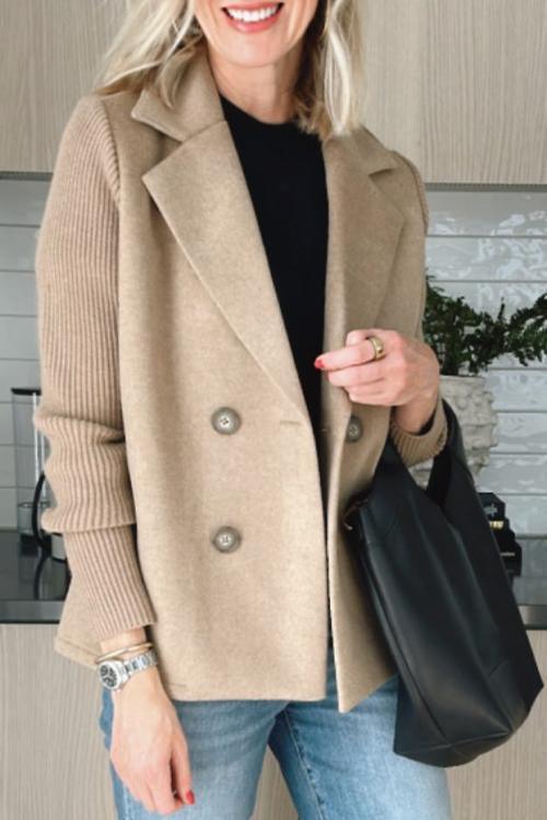 Amelia™ | Chic Knit-Sleeve Blazer - Milafashion-se.com