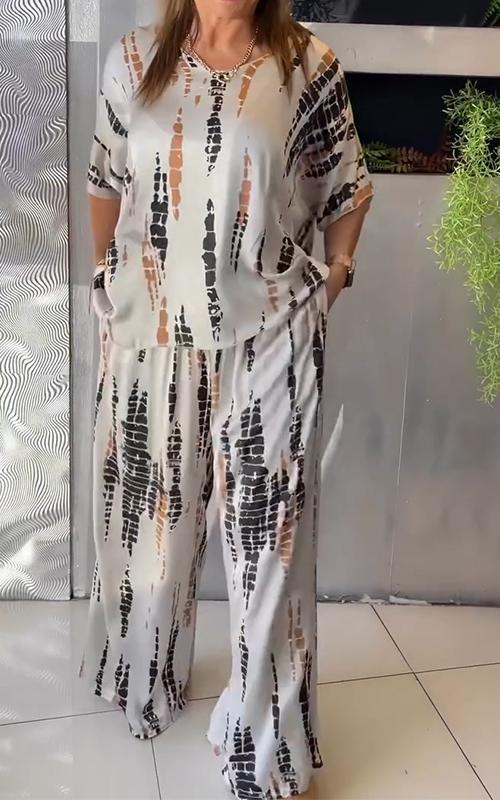 Emilia | Avslappnat tvådelat satinset med rund hals - Milafashion-se.com