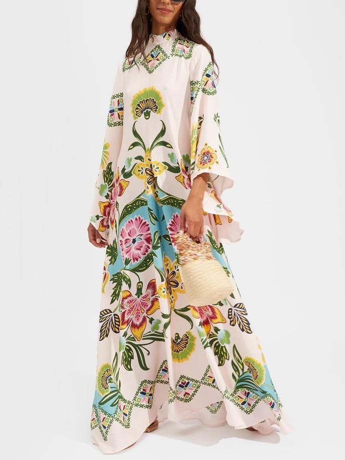 Exquisite Sunshine Floral Print Flowing Maxi Dress - Milafashion-se.com