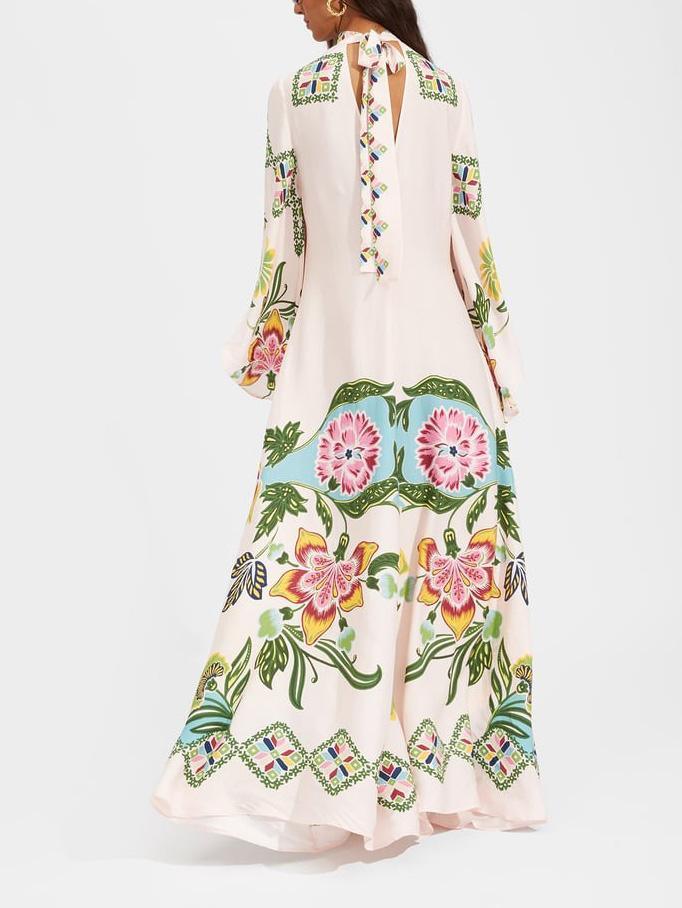 Exquisite Sunshine Floral Print Flowing Maxi Dress - Milafashion-se.com