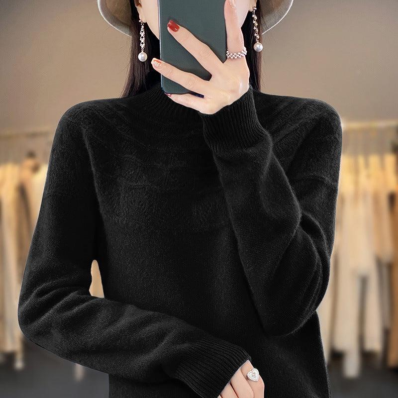 Halvhöghalsad stickad pullover för kvinnor - Milafashion-se.com