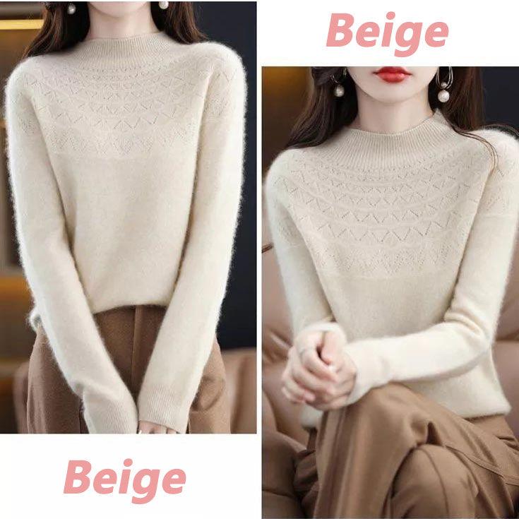 Halvhöghalsad stickad pullover för kvinnor - Milafashion-se.com