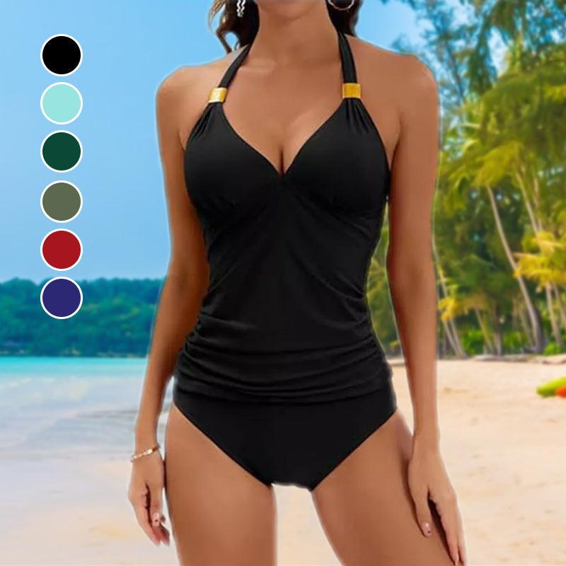 Kvinnors sexig rynkade halterneck baddräkt - Milafashion-se.com