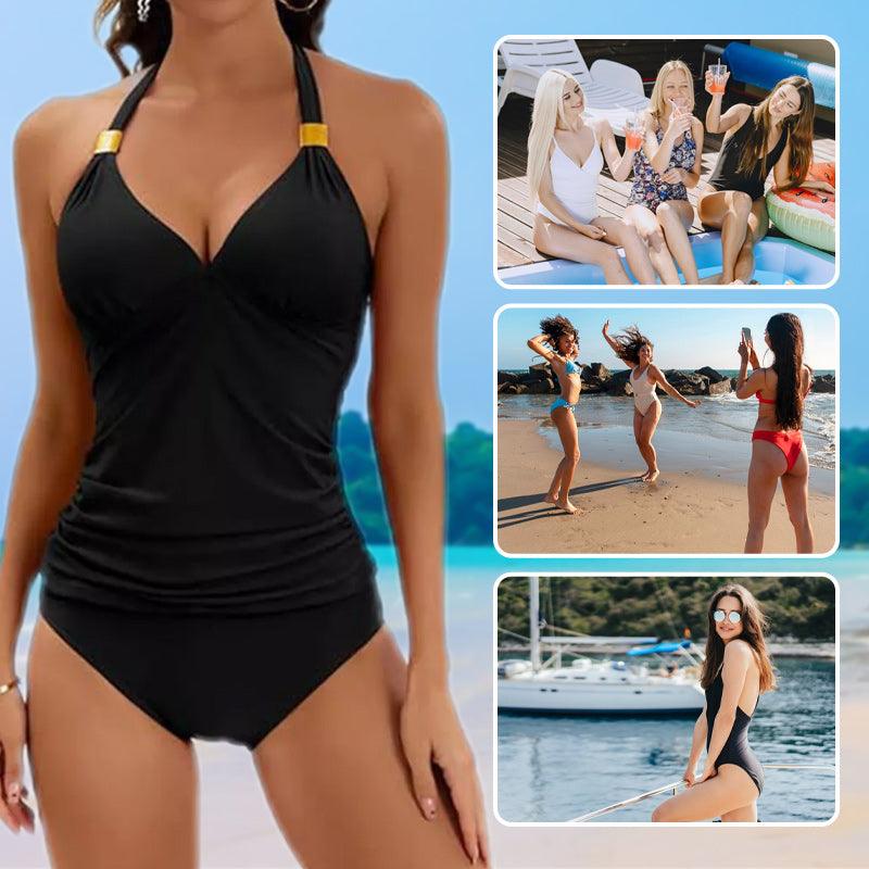 Kvinnors sexig rynkade halterneck baddräkt - Milafashion-se.com