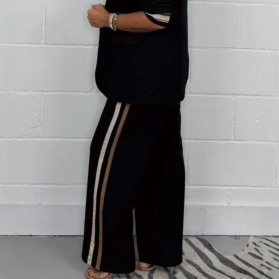 Kvinnlig Blazer och Randiga Byxor Set - Milafashion-se.com