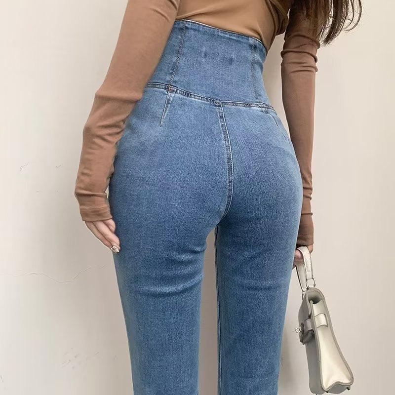 đ50% rabatt under en begrĂ€nsad tidđ„Högmidjade elastiska mikroutsvĂ€ngda jeans - Milafashion-se.com