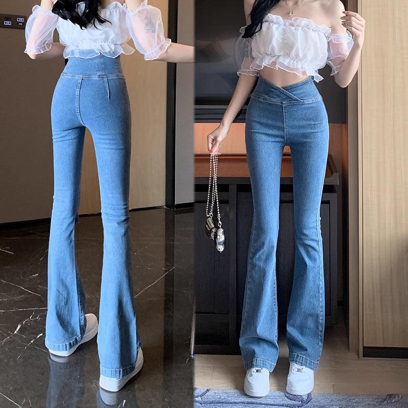 đ50% rabatt under en begrĂ€nsad tidđ„Högmidjade elastiska mikroutsvĂ€ngda jeans - Milafashion-se.com