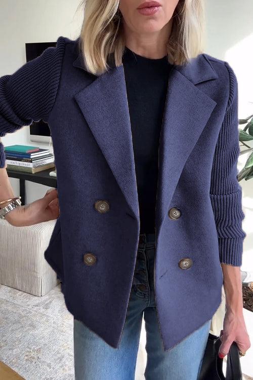 Amelia™ | Chic Knit-Sleeve Blazer - Milafashion-se.com